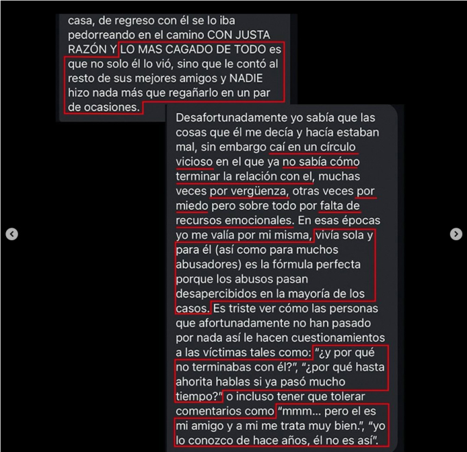 Testimonio de abuso por parte de Daniel Guillén, revelado por una de sus víctimas.
